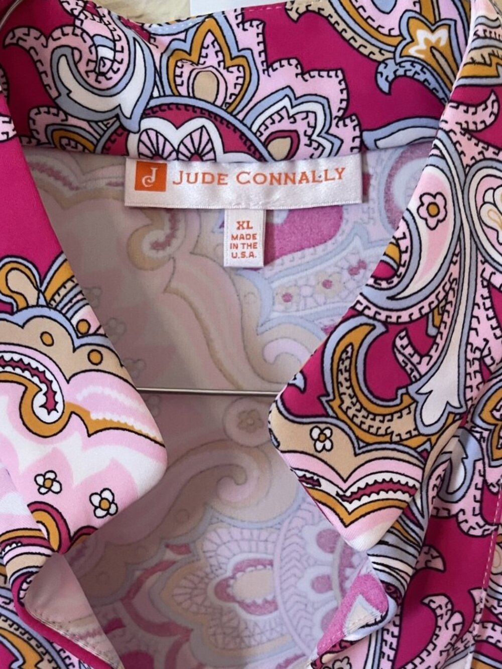Jude Connally Pink Paisley Print V-Neck Dress, Size XL - Picture 2 of 4